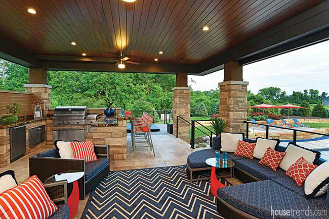 Covered seating area offers relief from the sun