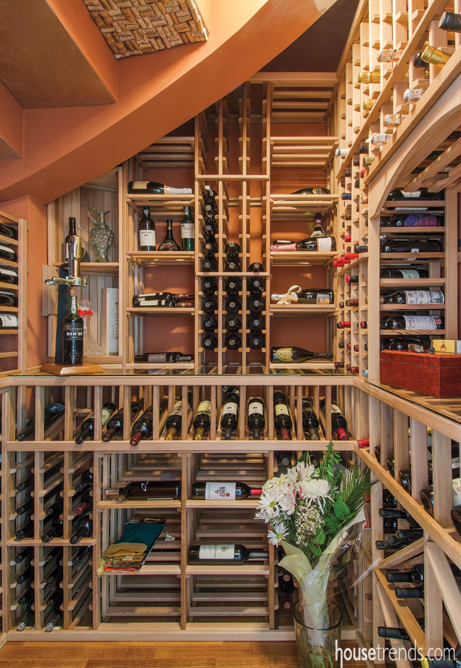 Temperature-controlled room houses home wine racks