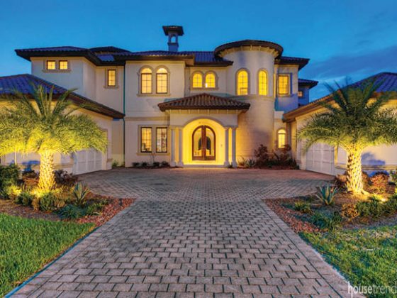 Landscape lighting adds a romantic glow