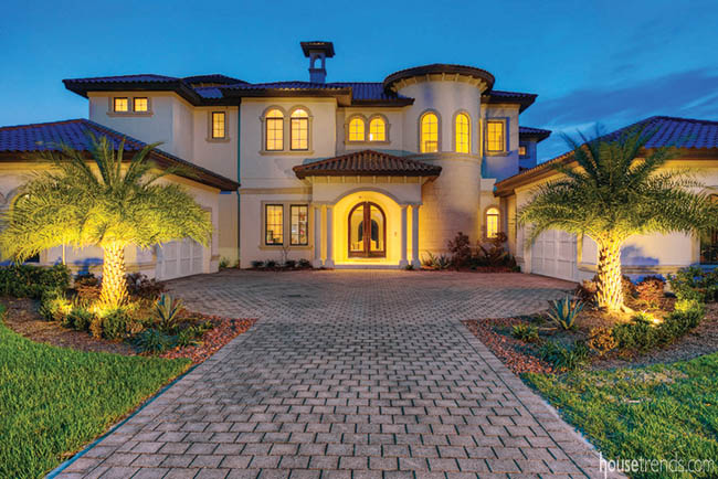 Landscape lighting adds a romantic glow