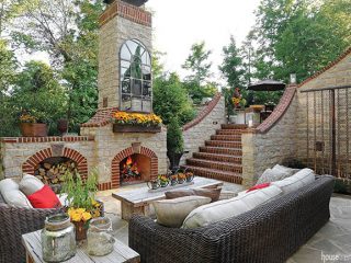Outdoor fireplace pulls it all together