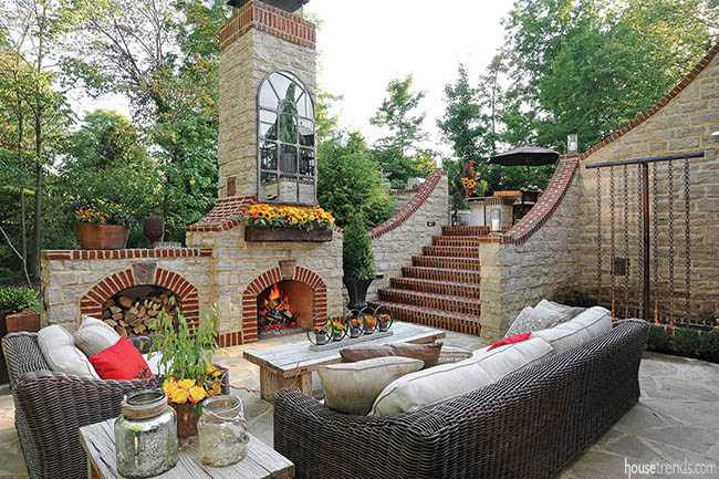 Outdoor fireplace pulls it all together