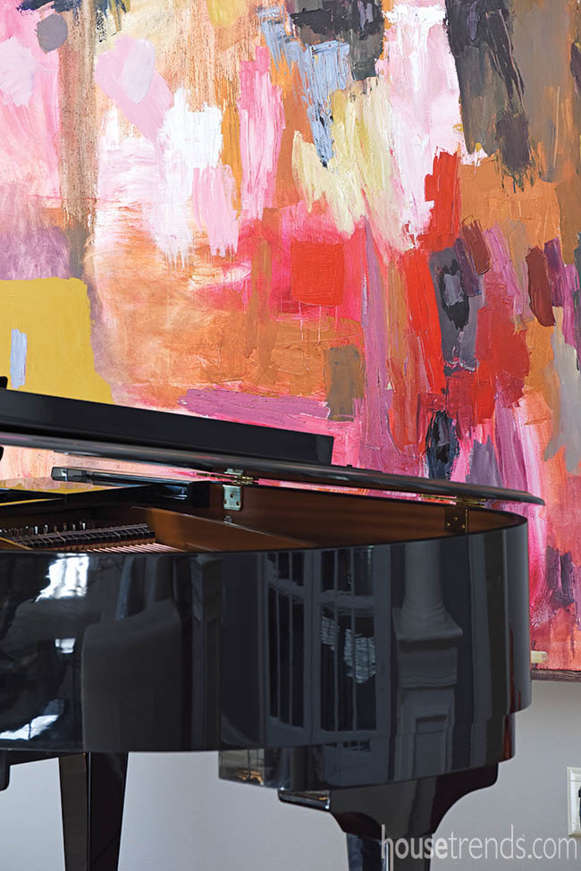 Contemporary wall art brightens up a great room