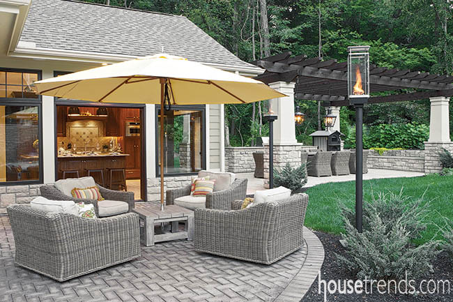 Patio chairs beckon guests to sit back and relax