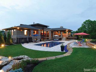 Large house windows take advantage of a spectacular view