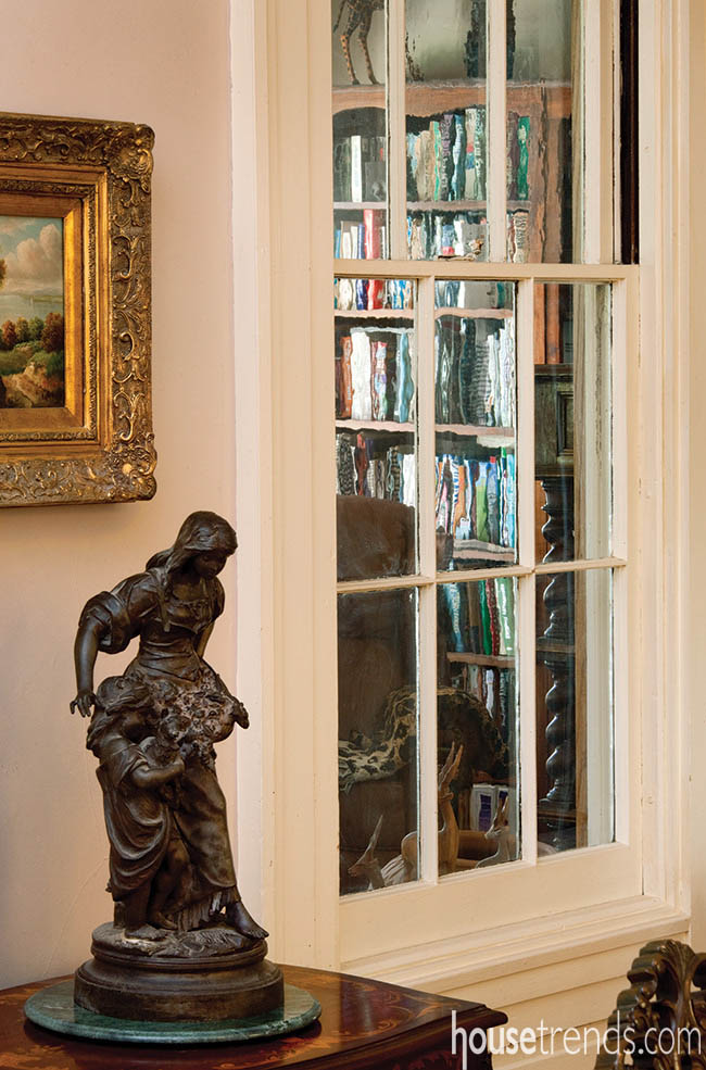 Window shows a glimpse of a home office