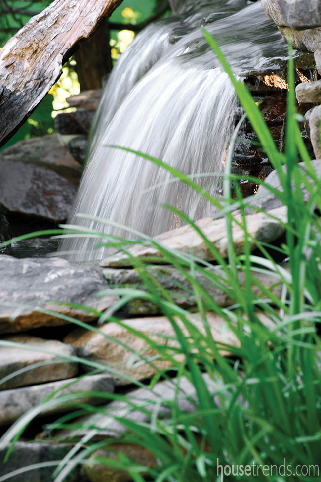 Water feature emits a soothing sound