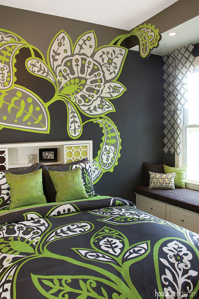 Bedroom design embraces a green look