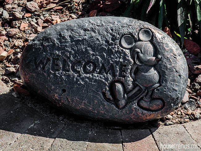 Yard decorations greet guests