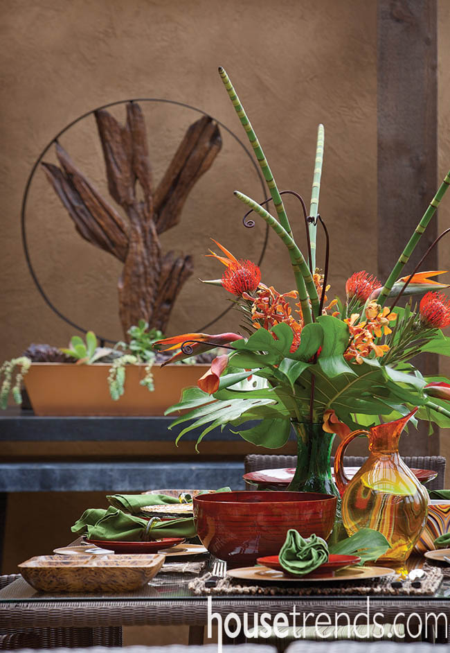 Accessories complement a patio design