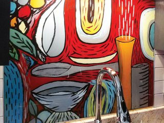 Backsplash design doubles as art