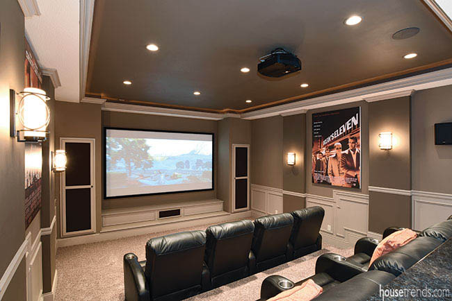 Home theater gets a soothing color scheme