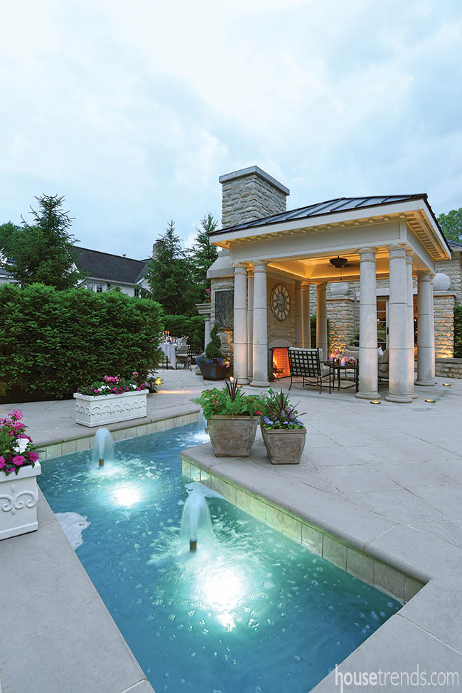 Reflection pool adds interest to a patio