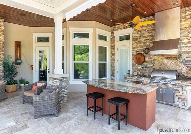 Grill area includes plenty of prep space