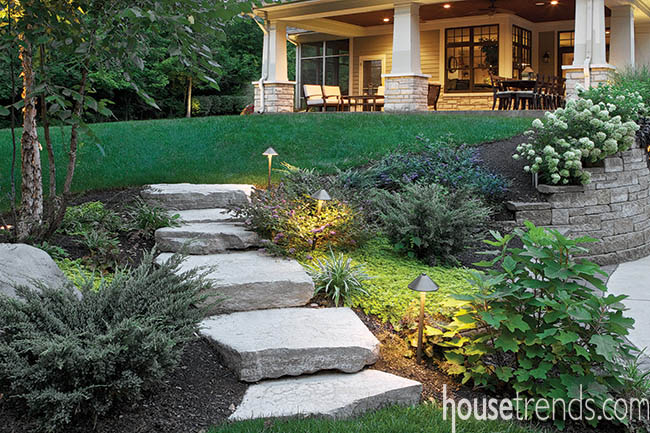 Landsape lighting highlights natural beauty