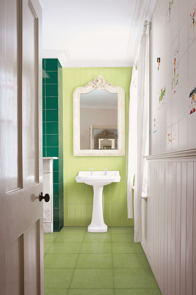 Colorful bathroom tile adds character