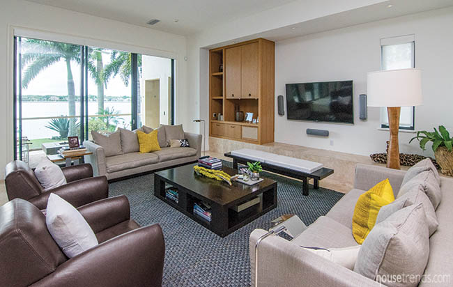 Throw pillow pop against living room furniture