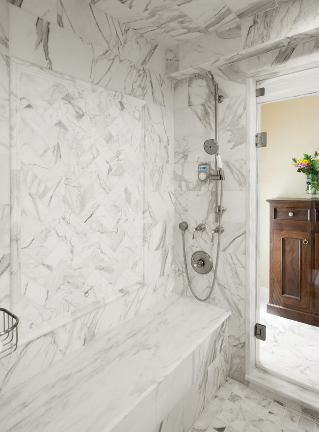 Bathroom remodel makes good use of marble
