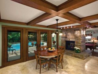Fireplace keeps a kitchen cozy