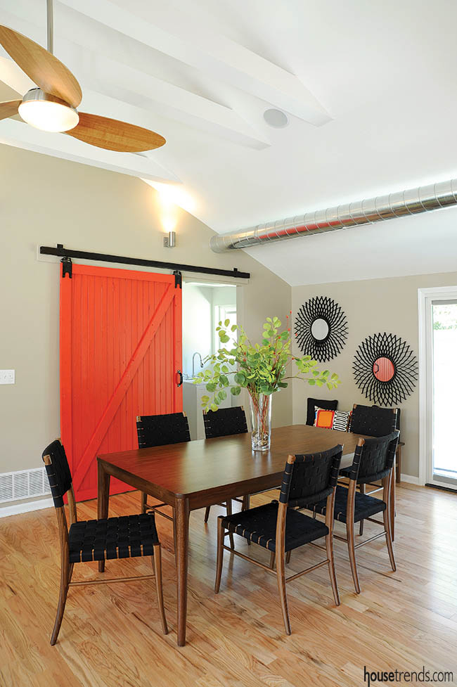 Sliding doors add a rustic touch