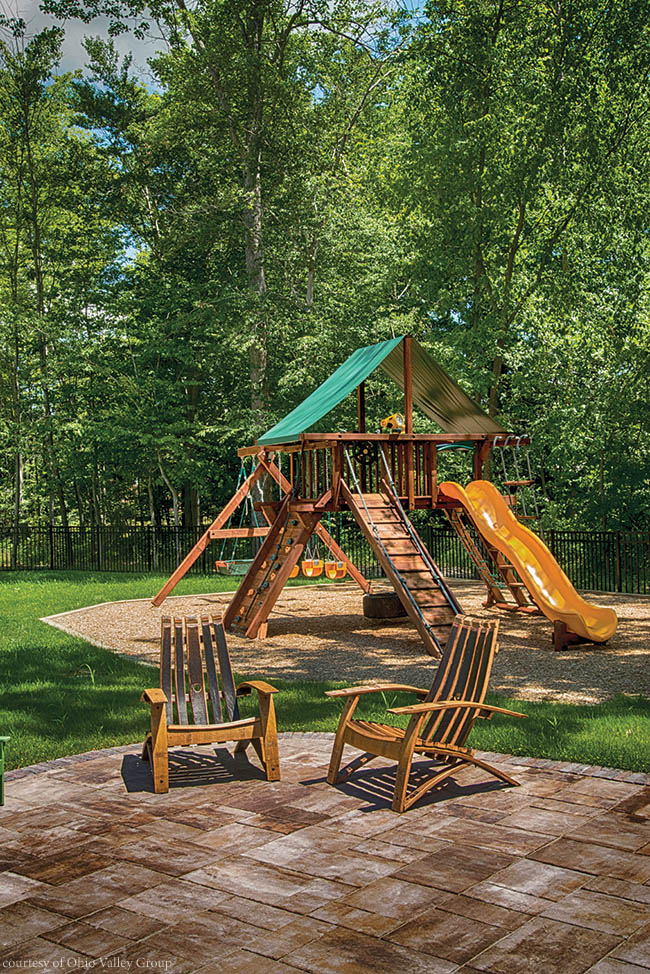 Playset within sight of patio