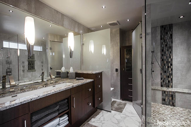 Trough sink makes a big splash in a master bath