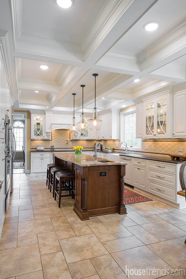 Ceramic flooring lends a Tuscan feel