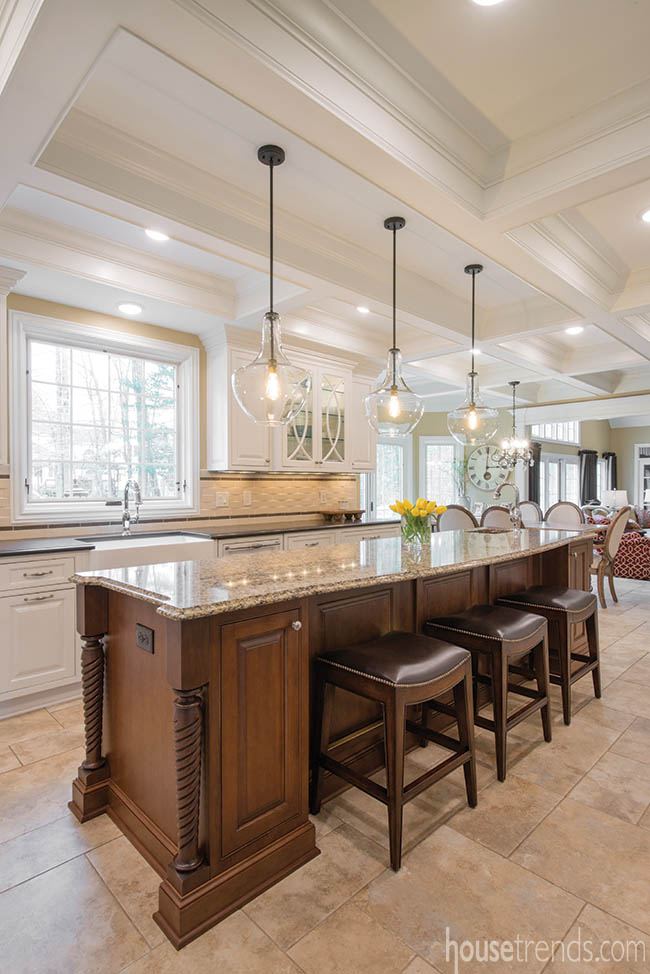 Remodeled kitchen with soaring ceilings