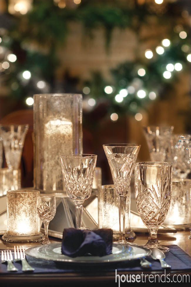 Crystal shines on a dining room table