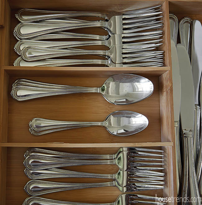 Kitchen cabinets offer plenty of organized storage space