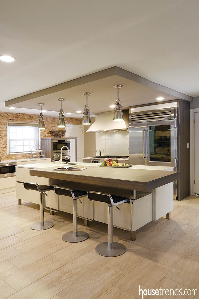 Kitchen island comes with sleek seating
