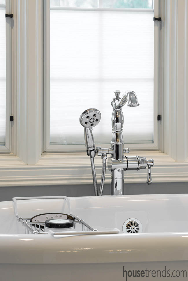 Soaking tub with a floor-mount tub filler