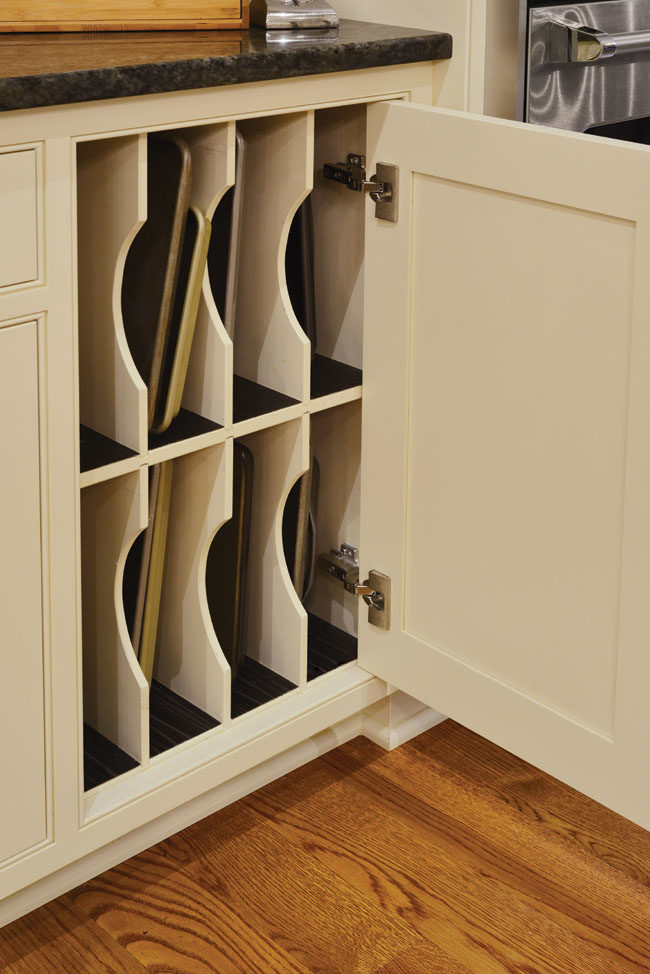 Custom kitchen cabinet protects cookware