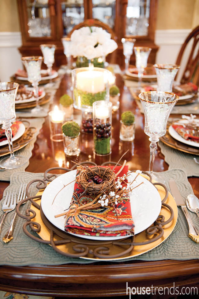 Dining room table gets a little something from nature