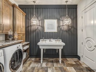 Pendant lights add personality to a laundry room