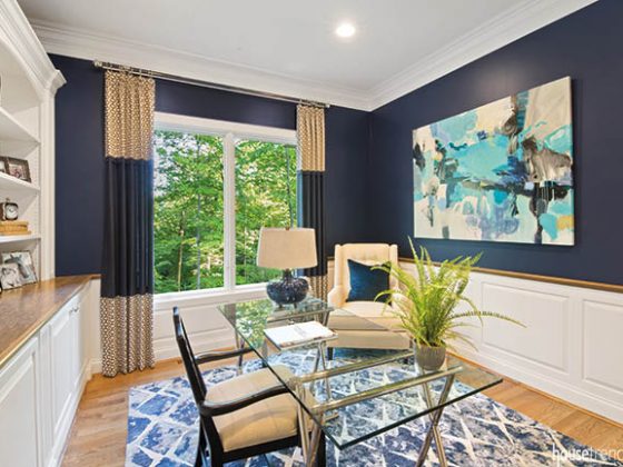 Blue walls in a home office