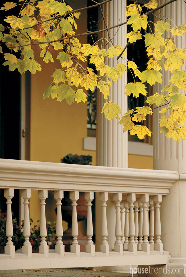 Columns dot a wraparound porch