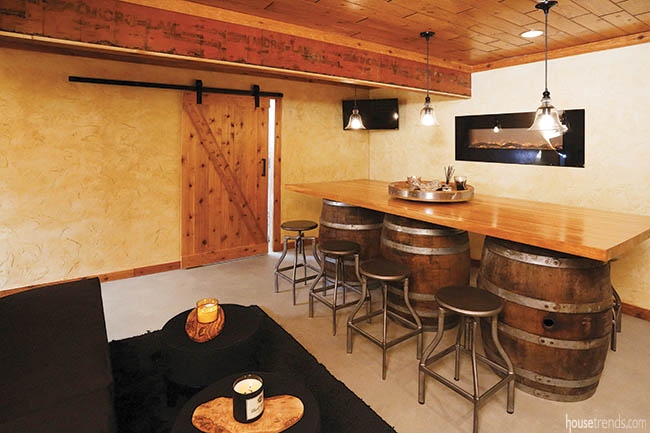 Sliding barn door hides a utility room