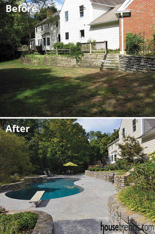 Saltwater pool dominates a back yard renovation