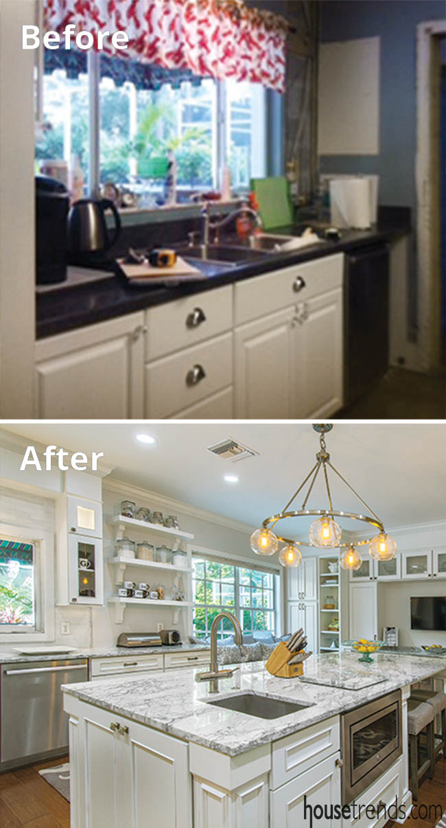 Open shelves create more space in a kitchen remodel