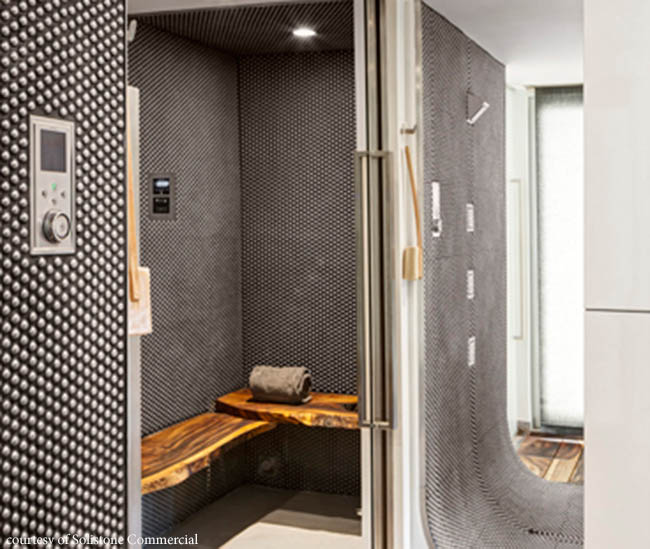 Bathroom tile adds dramatic texture