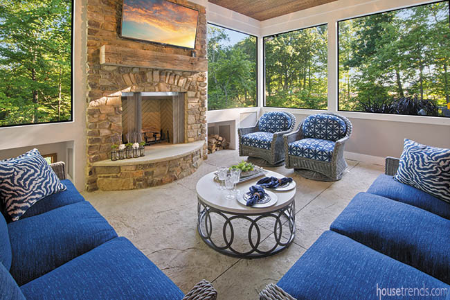 Blue porch furnishings