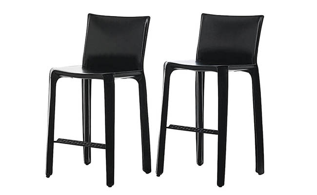 Leather upholstery completes a stool