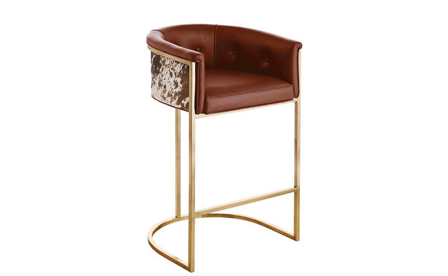 Sophisticated bar stool with an antique brass finish