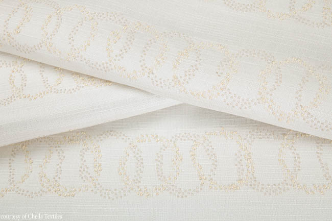 Fabric swatch shows a calming Alabaster color