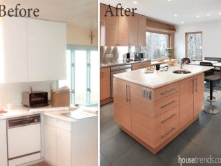 Kitchen cabinetry contributes to a contemporary feel