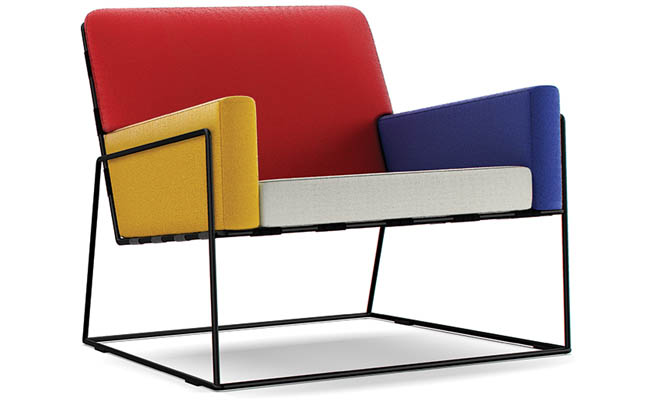 Club chair decorated in primary colors