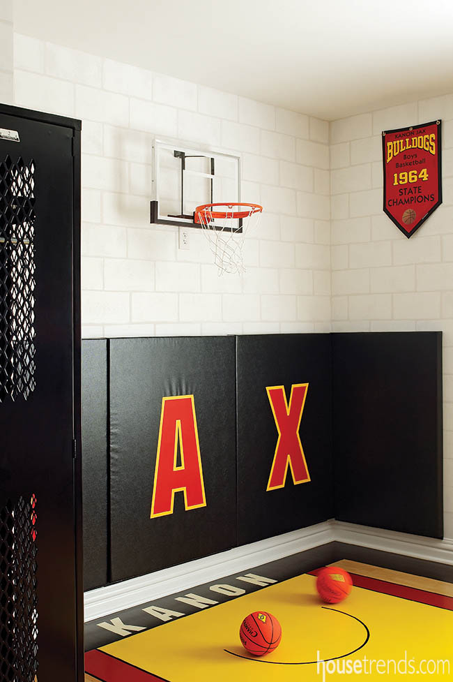 Child's bedroom with a basketball theme