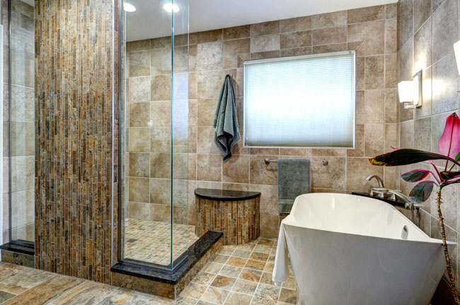 Bathroom tile ideas separate and bridge two spaces