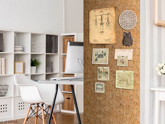 Cork wall displays personal keepsakes